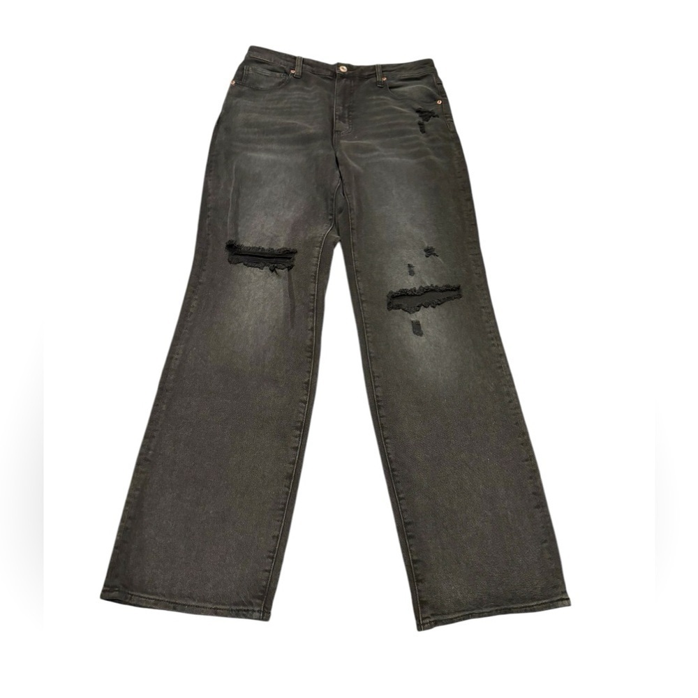 Fashion Nova 90s Distressed Black Jeans Straight Leg Size 13